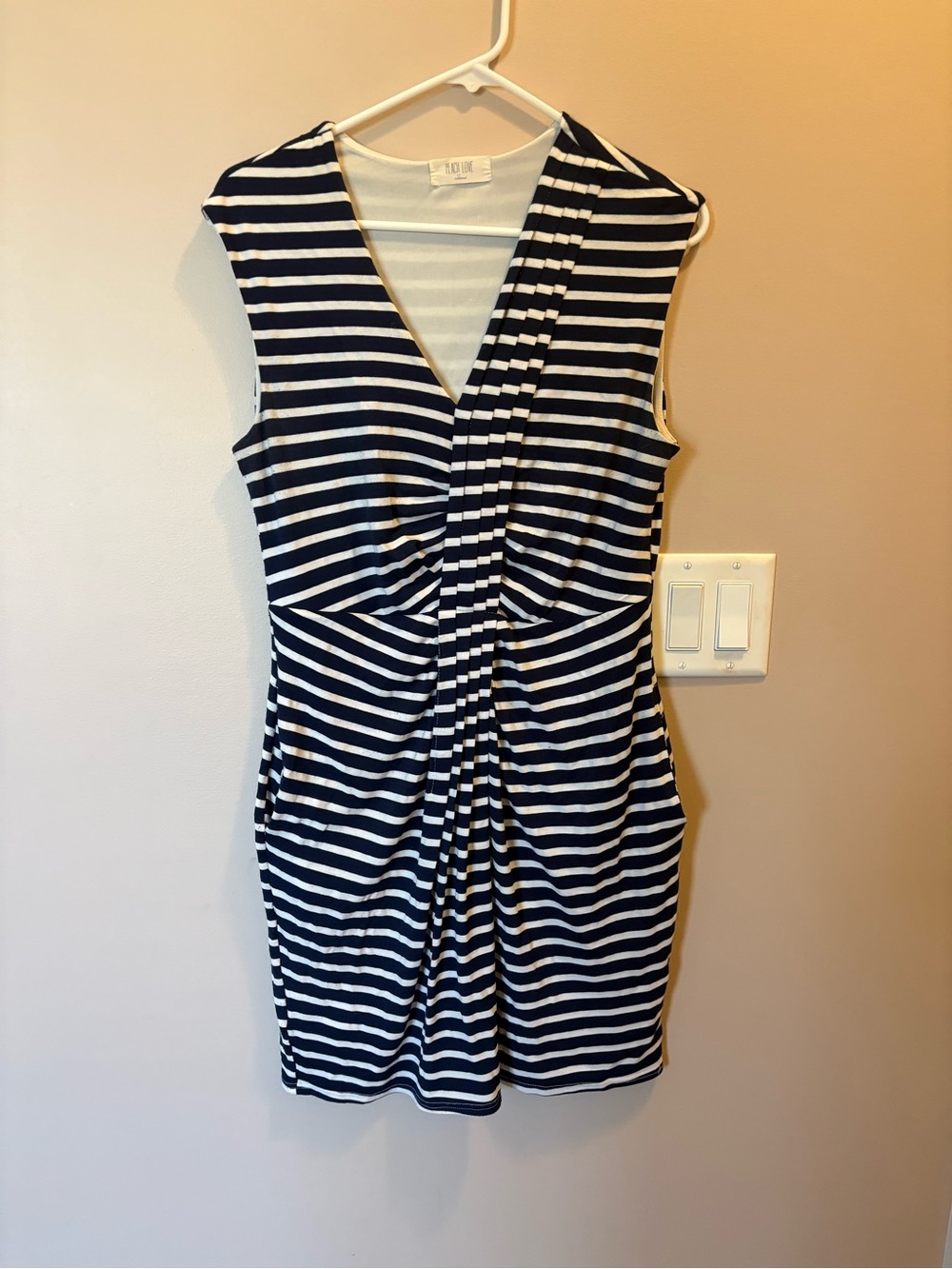 Modcloth Navy & White Striped Sleeveless Wrap-Detail Mini Dress